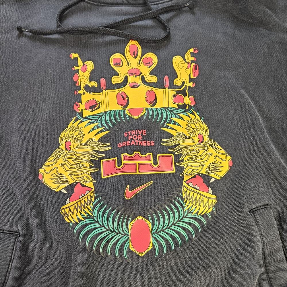 Nike LeBron James Crown Hoodie Pullover Long Sleeve Dri-Fit Men's Medium Black